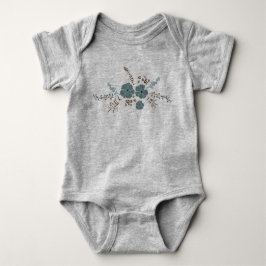 Whimsical Aquamarin Pink Grau Blume Baby Strampler