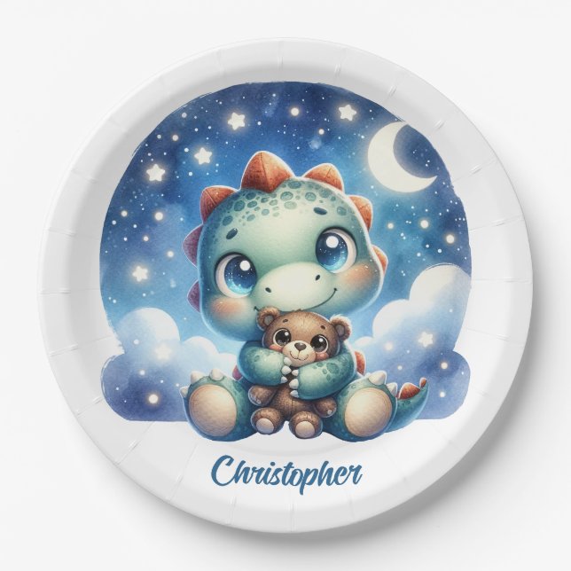 Whimsical Aquarellbär Pappteller (Vorderseite)