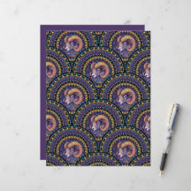Whimsical Aries Zodiac Mandala Art Deco Scallop