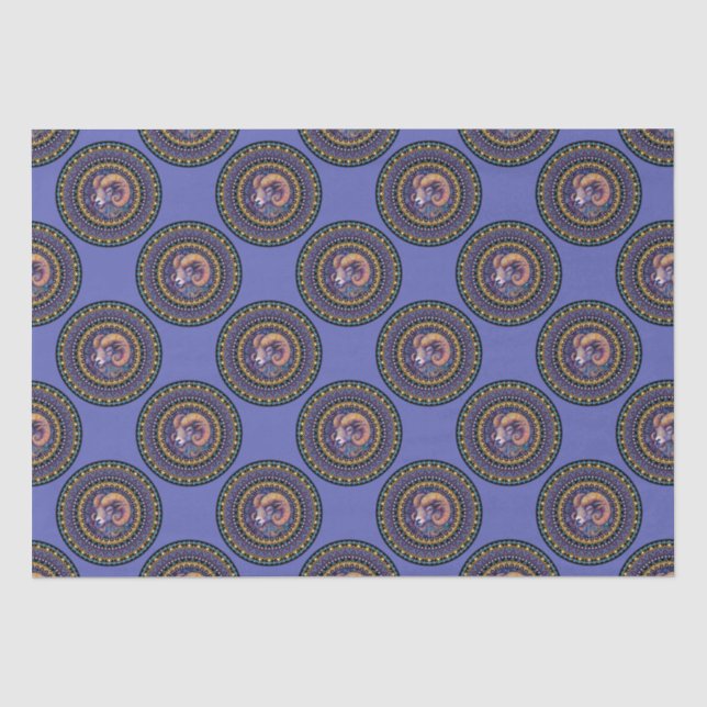 Whimsical Aries Zodiac Sign Polka Dot Mandala Seidenpapier (Vorderseite)