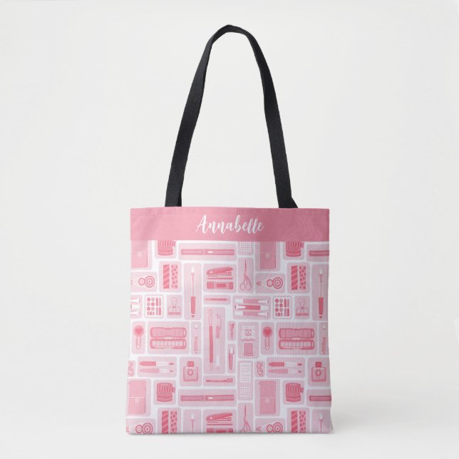 Whimsical Art liefert Muster Pink Tasche (Vorderseite)