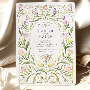 Whimsical Art Nouveau Freesien Goldene Hochzeit Einladung