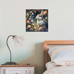 Whimsical Art Nouveau Hase Florale Eleganz Poster