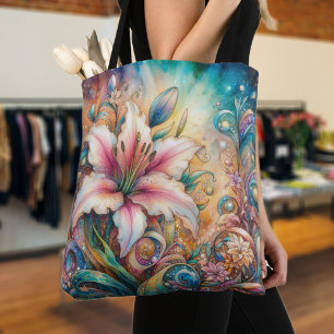 Whimsical Art Nouveau Lily Chic Tasche