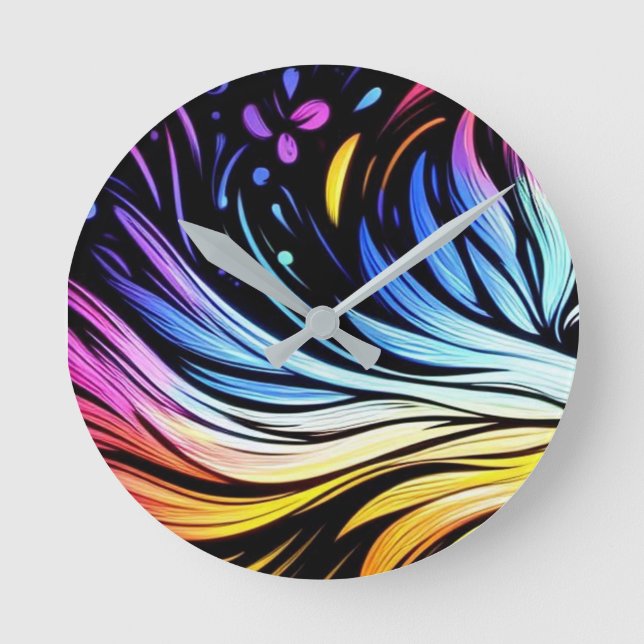 Whimsical Art on an 8"  Runde Wanduhr (Vorderseite)