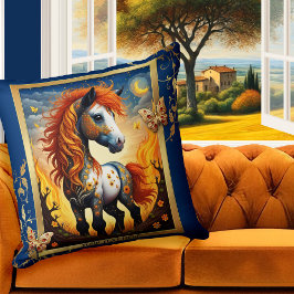Whimsical Artistic Horse Colorful Animal Kissen