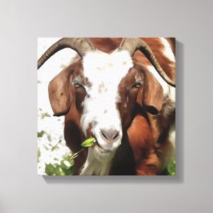 Whimsical Artistic Portrait of a Goat Grazing Leinwanddruck