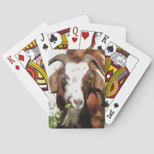 Whimsical Artistic Portrait of a Goat Grazing Spielkarten