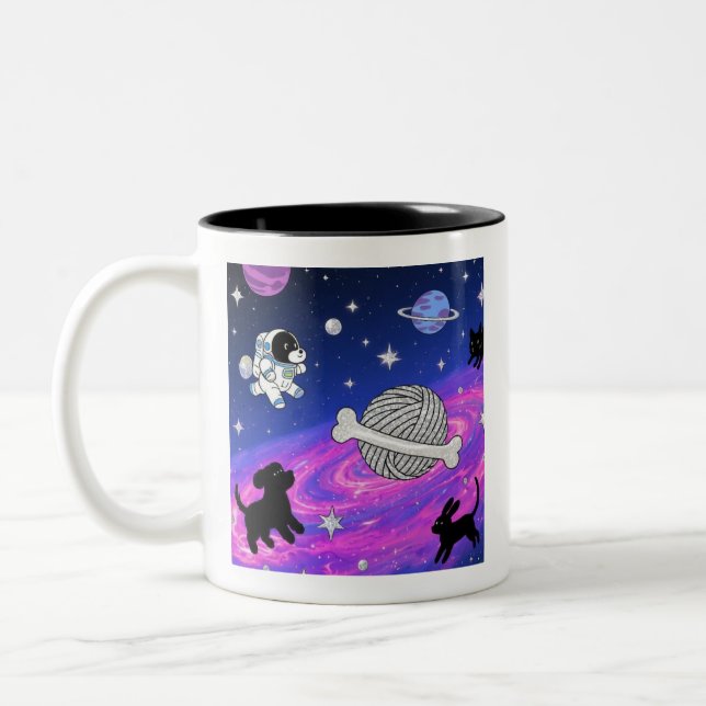 Whimsical Astronaut Dog Space Galaxy Mug (Gauche)