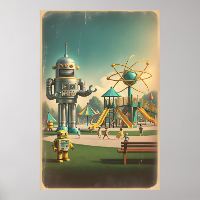 Whimsical Atomage Playground - Lebhafter Futurismu Poster (Vorne)
