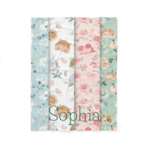 Whimsical baby blanket forest animals patterns