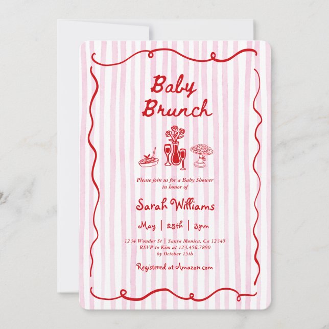 Whimsical Baby Brunch Baby Shower Girl Einladung (Vorderseite)