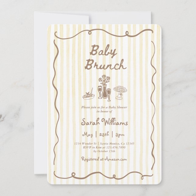 Whimsical Baby Brunch Baby Shower Girl Einladung (Vorderseite)