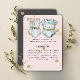 Whimsical Baby Clothes Gender Neutral Baby Dusche Dankeskarte