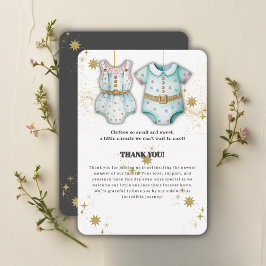Whimsical Baby Clothes Gender Neutral Baby Dusche Dankeskarte