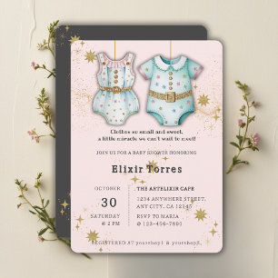 Whimsical Baby Clothes Gender Neutral Baby Dusche Einladung