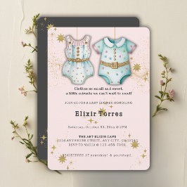 Whimsical Baby Clothes Gender Neutral Baby Dusche Einladung