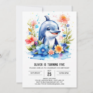Whimsical Baby Dolphin Party Geburtstag Einladung