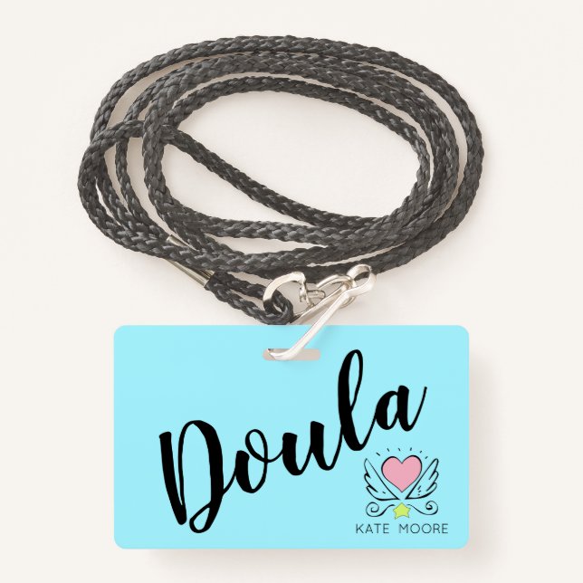 Whimsical Baby Doula Birth Coach Herz Ausweis (Vorderseite mit Schlüsselband)