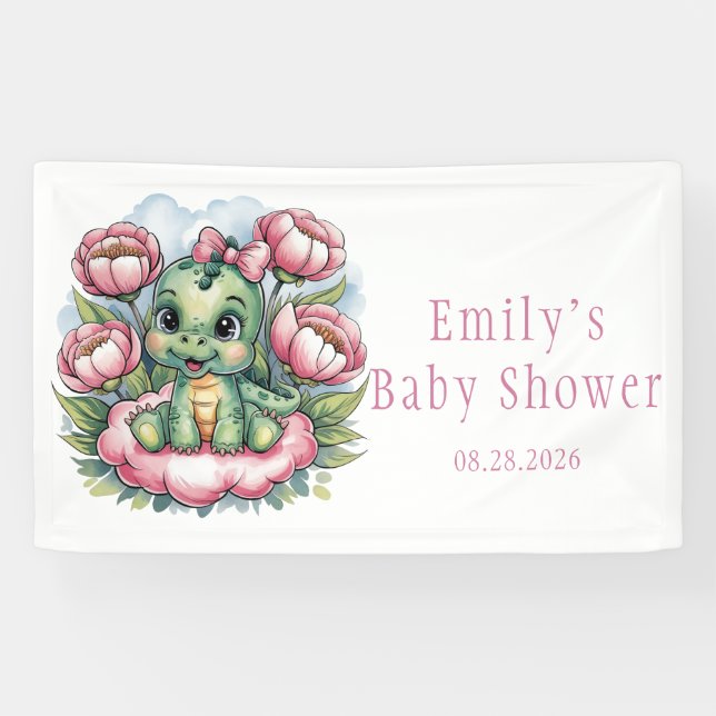Whimsical Baby Dusche Dino Deluxe Banner (Horizontal)