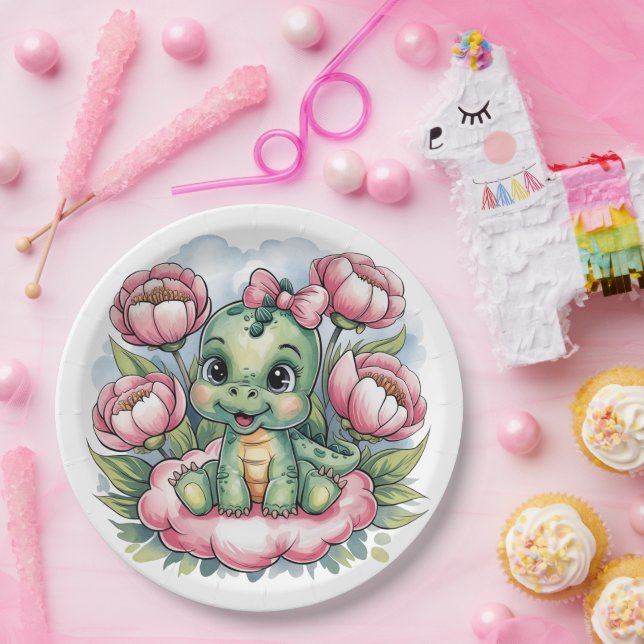 Whimsical Baby Dusche Dino Deluxe Pappteller (Party)