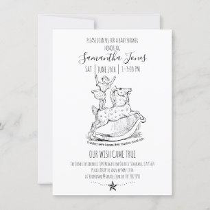 Whimsical Baby Dusche schwarz auf weiß Einladung