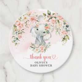 Whimsical baby Elefant Blush Bloral Baby Dusche Geschenkanhänger