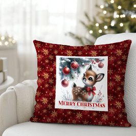 Whimsical Baby Fawn Cozy Winter Kids Room Decor  Kissen
