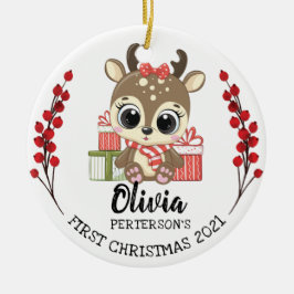 Whimsical Baby Moose Baby's 1. Weihnachten Keramik Ornament