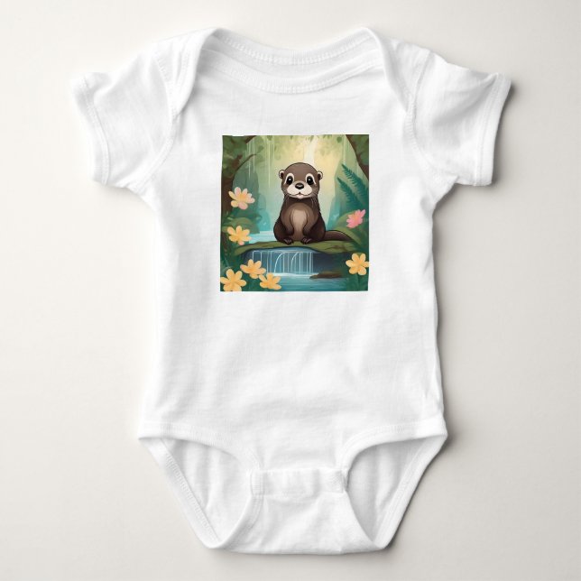Whimsical Baby Otter, Strampler (Vorderseite)
