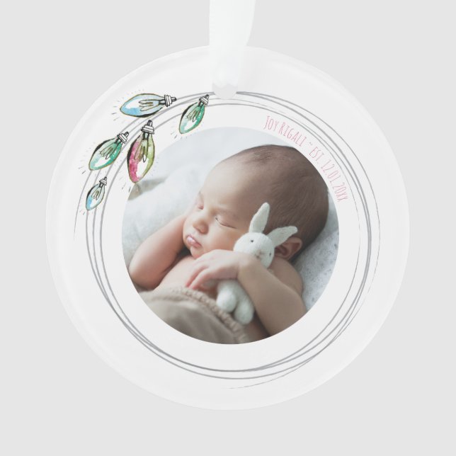 Whimsical Baby's First Christmas Foto Ornament (Vorderseite)