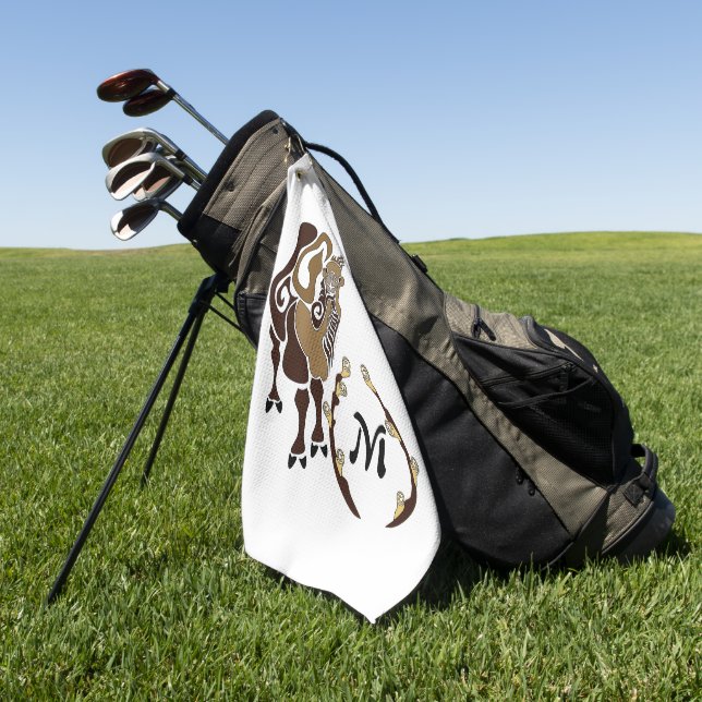 Whimsical Bactrian Camel Monogram Golfhandtuch (Gras)