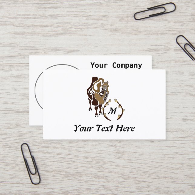 Whimsical Bactrian Camel Monogram Visitenkarte (Vorderseite/Rückseite Beispiel)