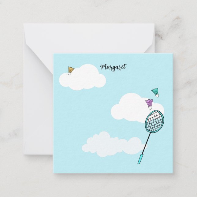 Whimsical Badminton Racquets Birdies Personalisier Mitteilungskarte (Vorderseite)