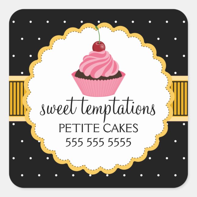 Whimsical Bakery Cupcake Yellow Stickers (Vorderseite)
