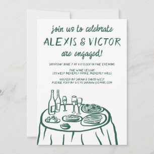 Whimsical Balconi Dinner Custom Engagement Party Einladung