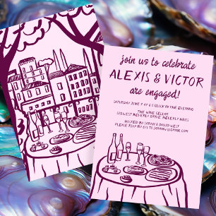 Whimsical Balconi Dinner Custom Engagement Party Einladung
