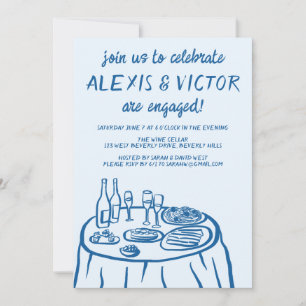 Whimsical Balconi Dinner Custom Engagement Party Einladung