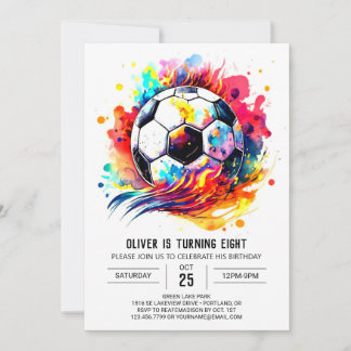 Whimsical Ball Editable Soccer Geburtstag Einladung