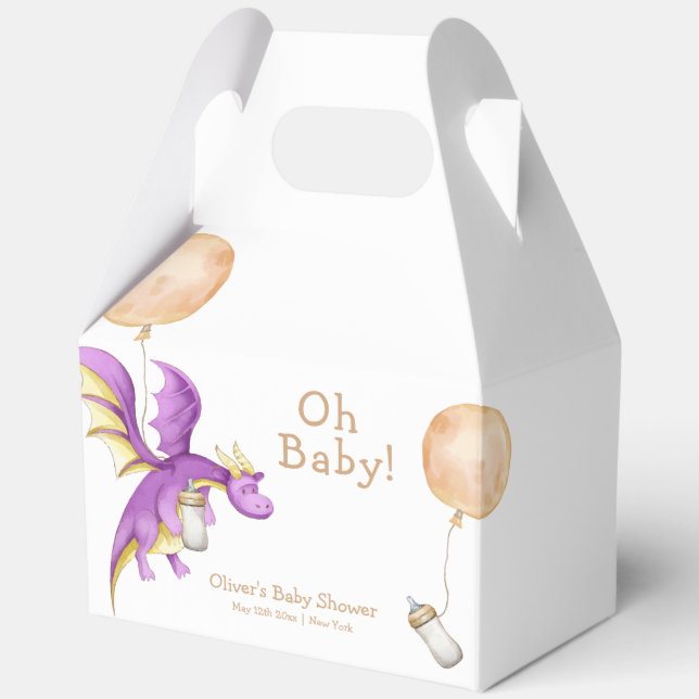 Whimsical Balloon Fairy Dragon Flasche Baby Dusche Geschenkschachtel (Vorderseite)