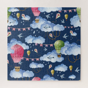 Whimsical Balloons: Watercolor Cloud Pattern
