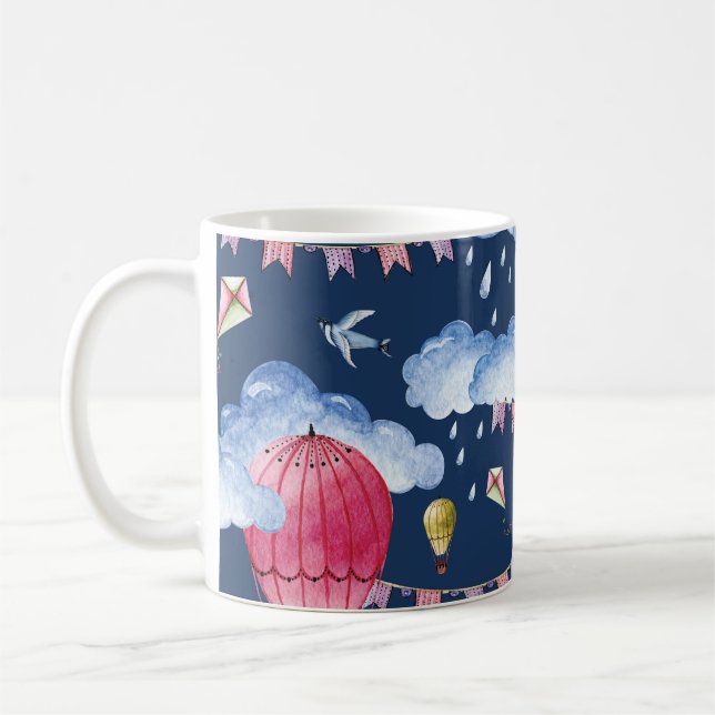 Whimsical Balloons: Watercolor Cloud Pattern Kaffeetasse (Links)