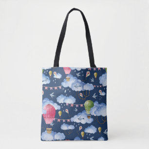 Whimsical Balloons: Watercolor Cloud Pattern Tasche