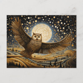 Whimsical Barn Owl im magischen Himmel Postkarte