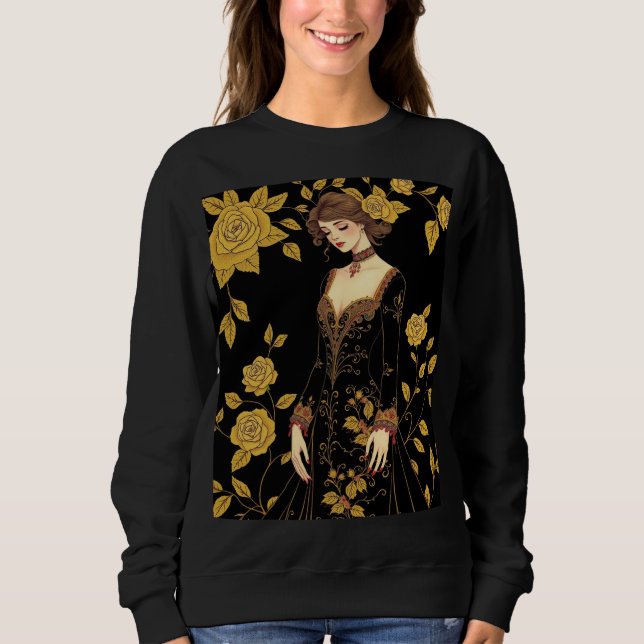 Whimsical Baroque Muse Sweatshirt - Broder Or (Devant)