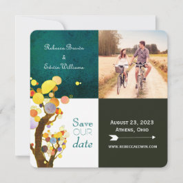 Whimsical Bäume Aquamarine Hochzeitsstimmung Foto  Save The Date
