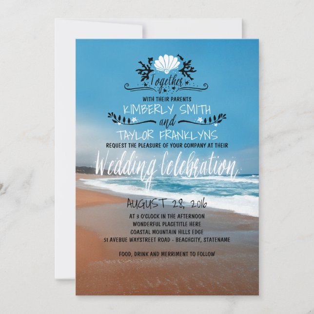 Whimsical Beach Wedding Invitation (Devant)