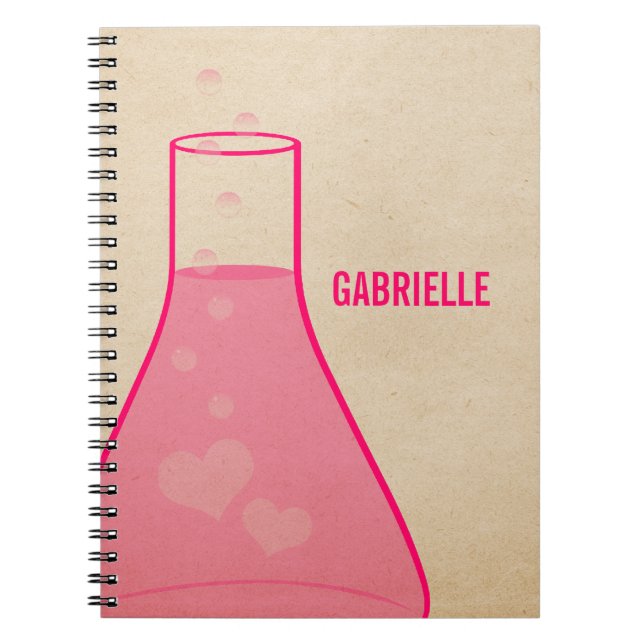 Whimsical Beaker Notebook, rosa Notizblock (Vorderseite)