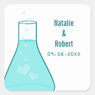 Whimsical Beaker Wedger Stickers, Aqua Quadratischer Aufkleber