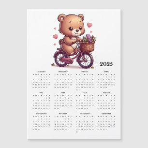 Whimsical Bear équitation Bicycle 2025 Magnet Cale